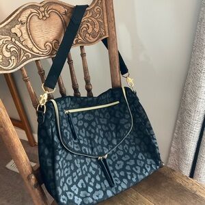 Stella & Dot Black Leopard Shoulder Bag